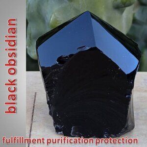 black obsidian POINT : healing : protection transformation 01